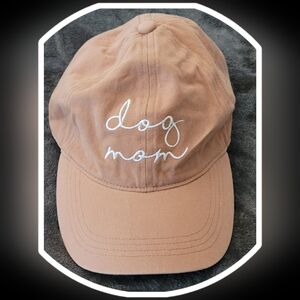 Dog mom baseball hat. Beige with White letters.  One size fits all